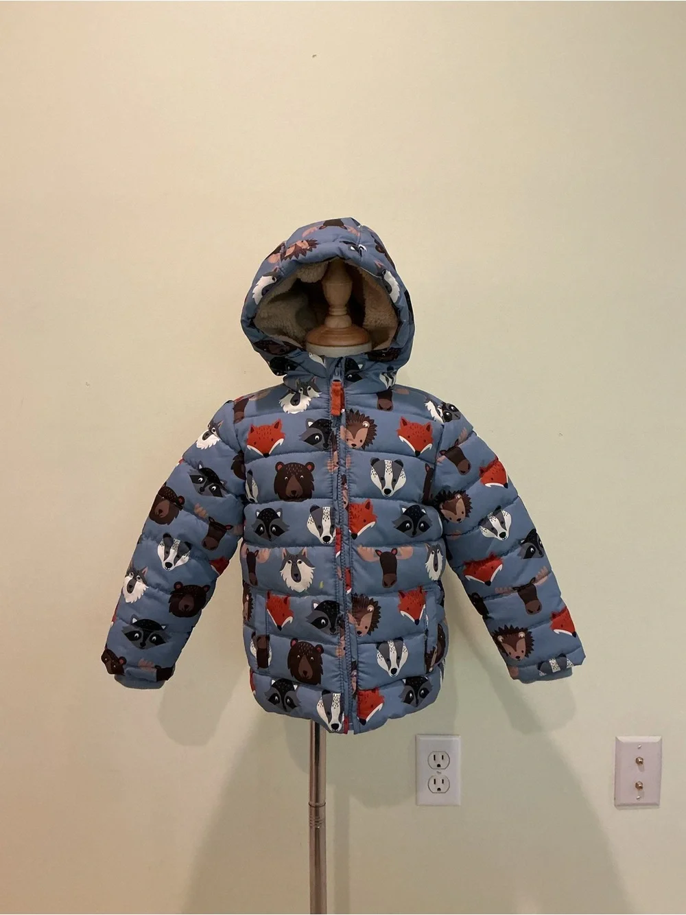 Gymboree Blue Animal Face Puffer Jacket with Hood
